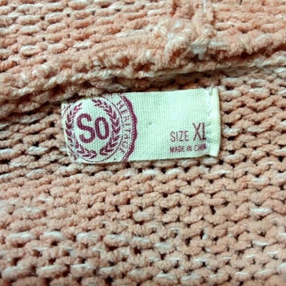 SO Tunic Hoodie Soft Cable Knit Dusty Rose Stretchy sz XL NWOT - Picture 4 of 12